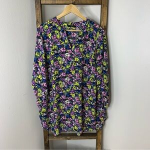 T Tahari Multicolor Floral Tunic Dress 1X